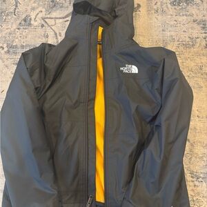 The North Face Kids Black Rain Jacket with Yellow Lining